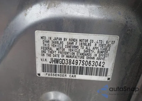 2007 Honda Fit from USA, damaged, VIN JHMGD38497S063042